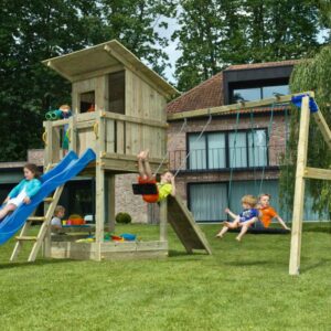 WOODEN CLIMBING FRAME AND SWINGS
