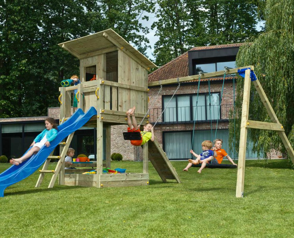 BEACH HUT & NEST SWING 300X300 WOODEN CLIMBING FRAME AND SWINGS