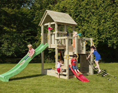 Penthouse with Slide & Net Module Wooden Climbing Frames